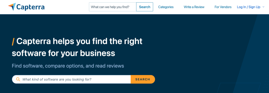 Capterra Software Review Site Homepage