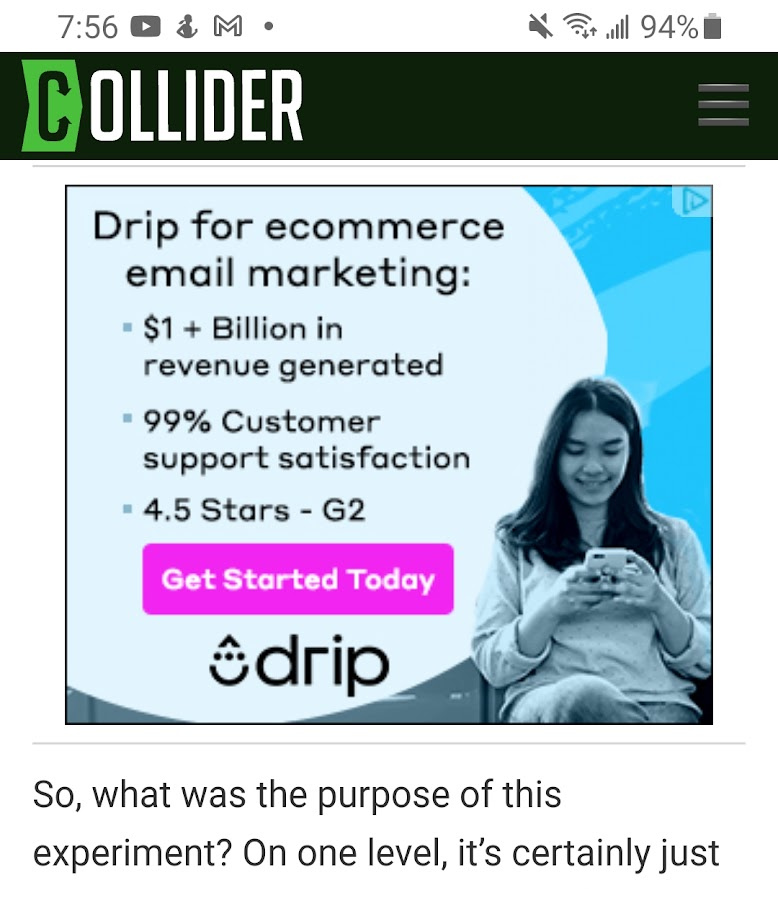 Drip software g2 review rating social proof remarketing ad example
