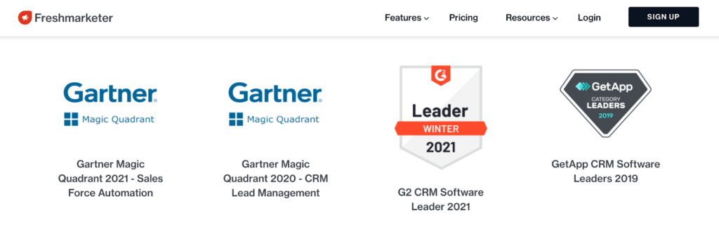 Freshmarketer reviews g2 getapp gartner social proof product page example