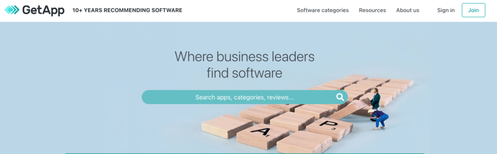 GetApp Software Review Site Homepage