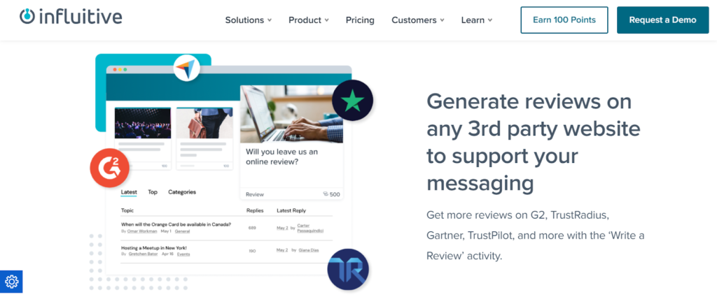 Influitive to generate reviews on G2 TrustRadius and other review sites