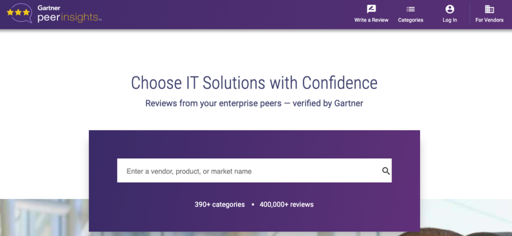 Gartner Peer Insights Software Review Site Homepage