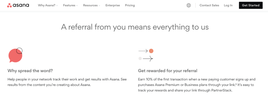 Asana affiliate partner page create focus design example