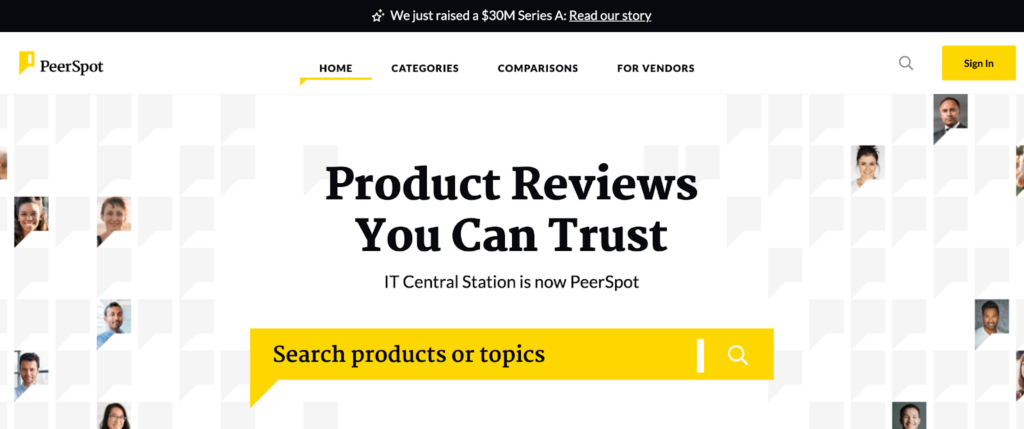 PeerSpot IT Central Station Software Review Site Homepage