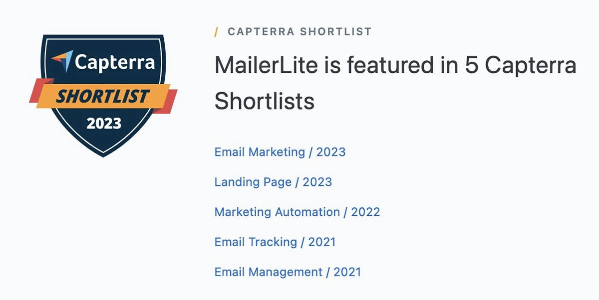 Capterra Shorlist 2023 image