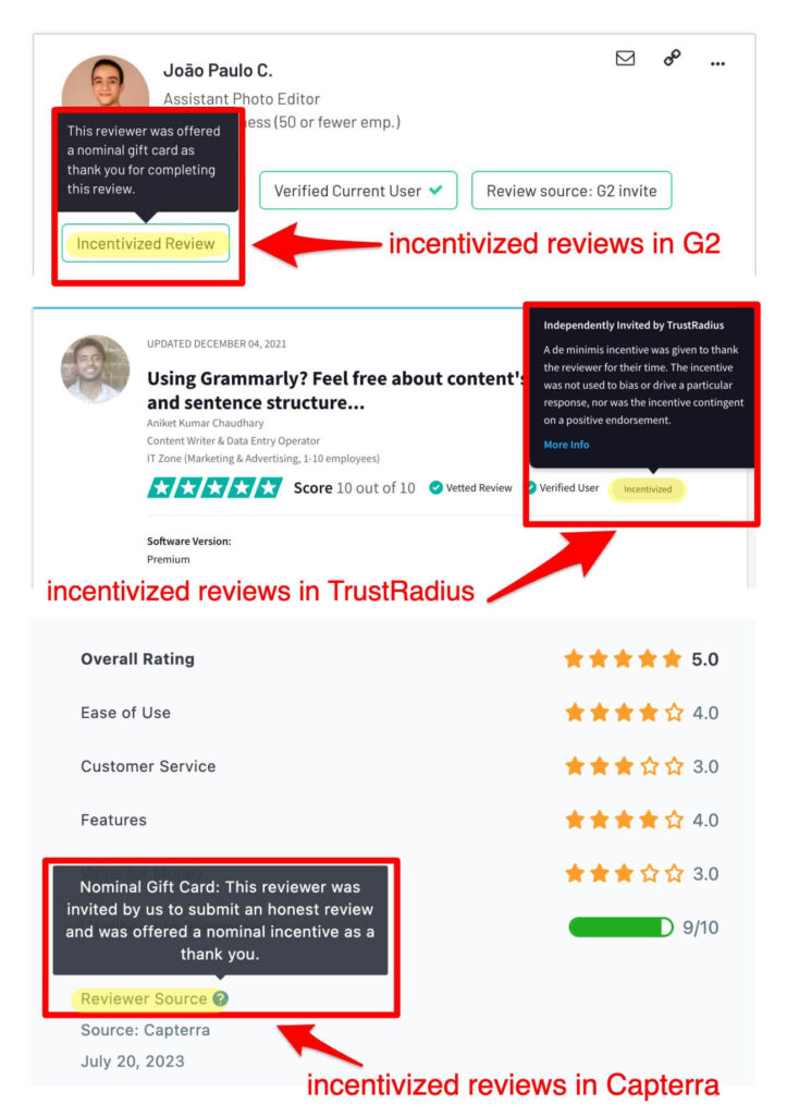 incentivized reviews with the label “incentivized”