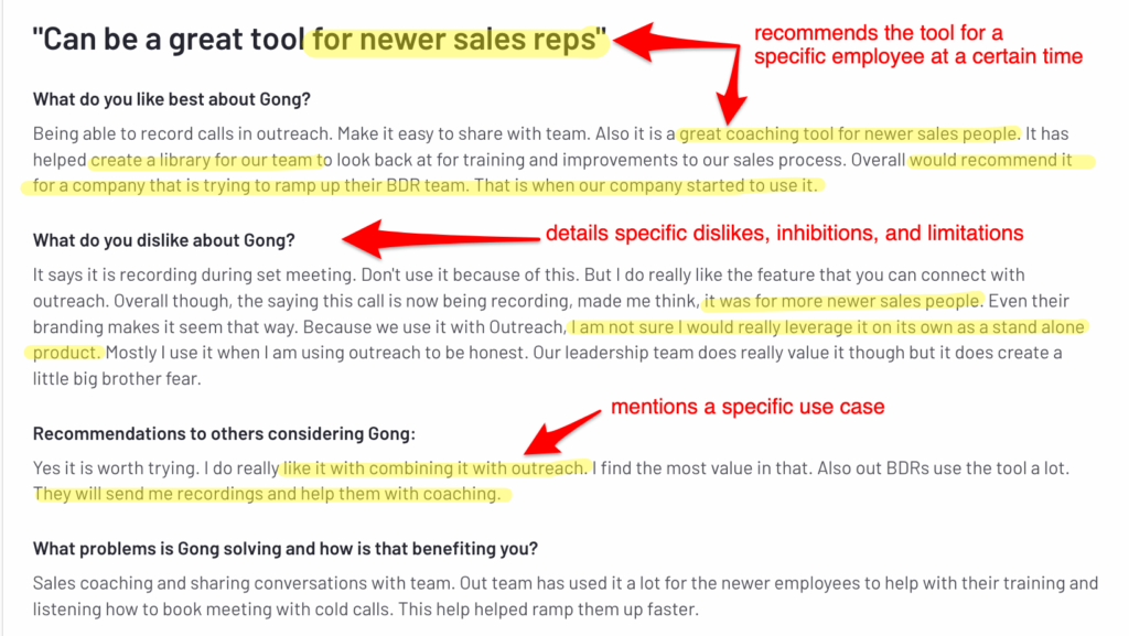 review for sales software, Gong