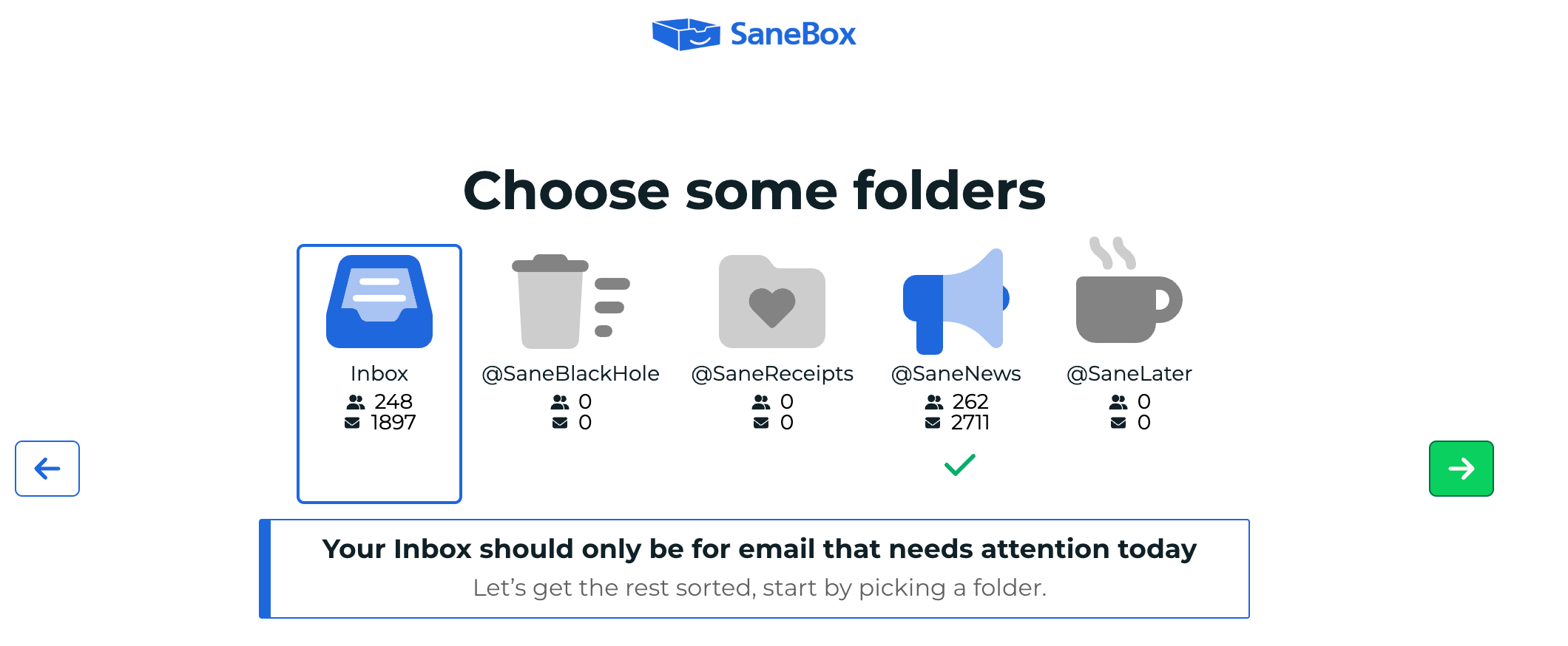 SaneBox folders help you focus on priority emails