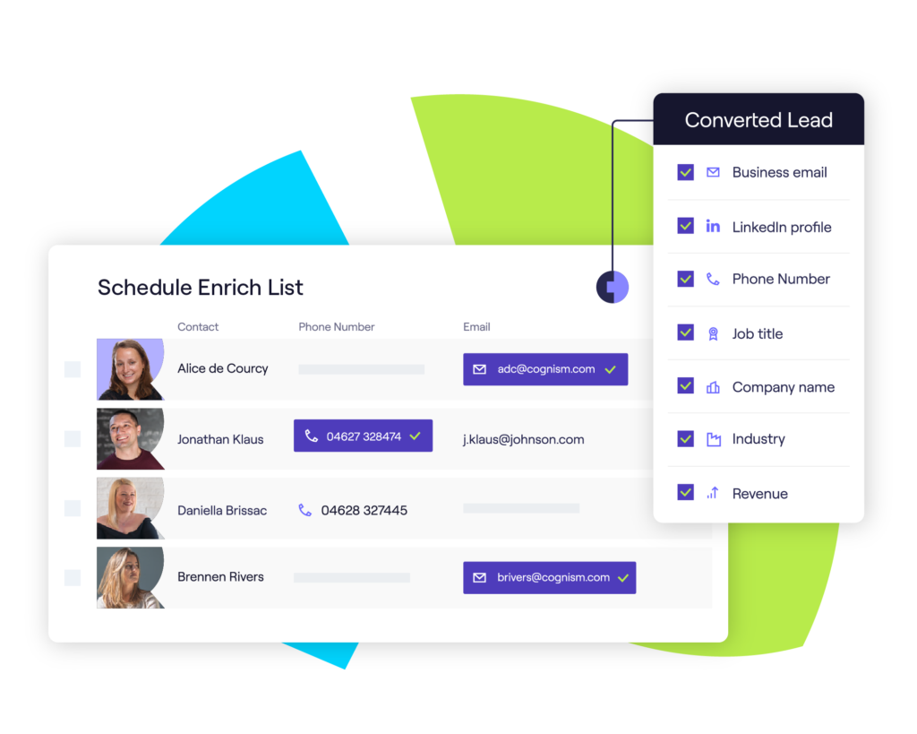 Enrich your prospect data with job title, business email, and more. Cognism, for generating sales leads
