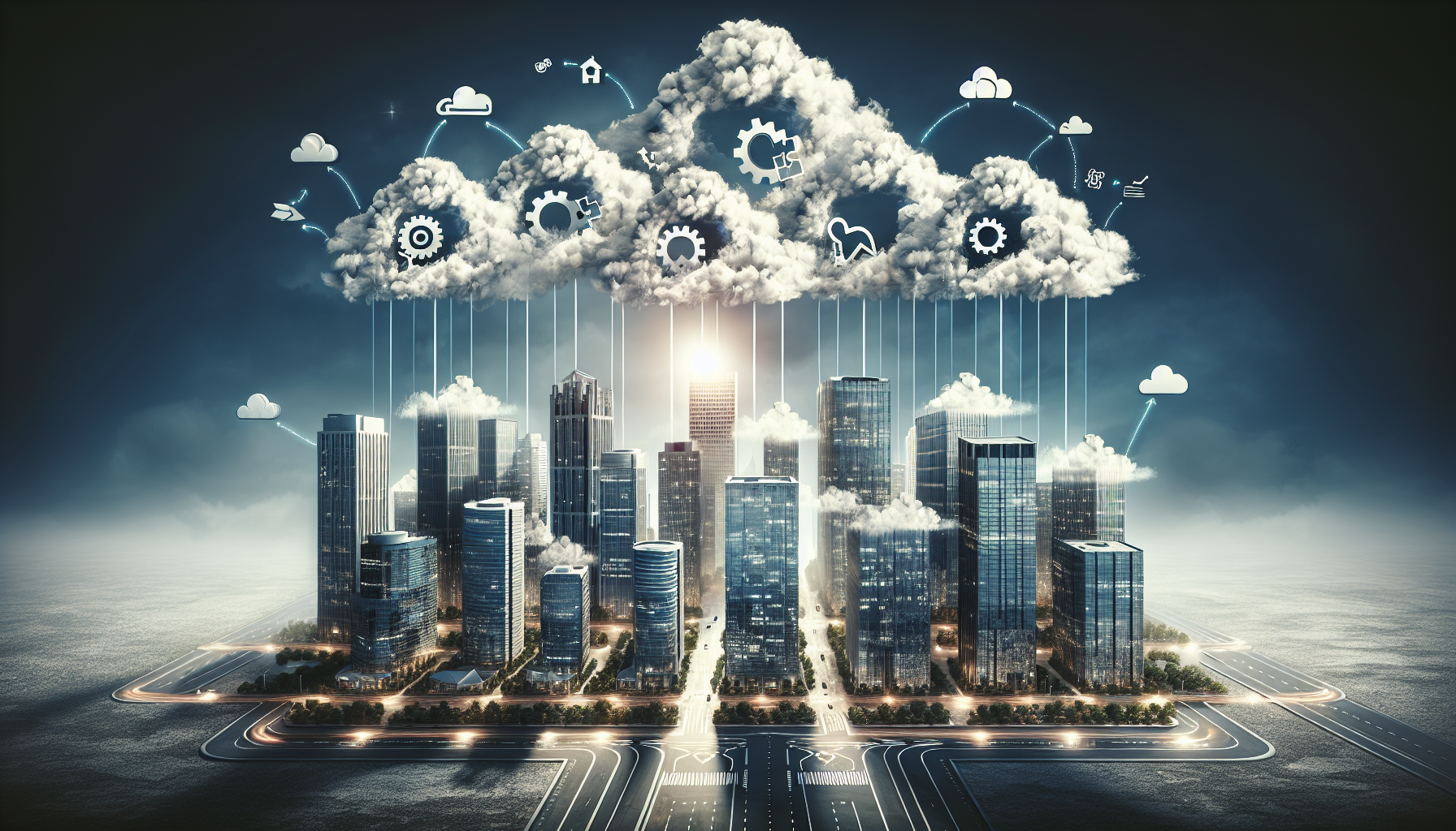 Illustration of cloud-based solutions transforming the business landscape