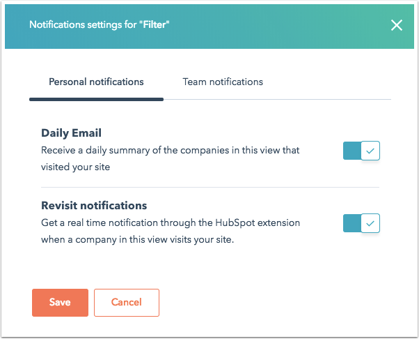Hubspot's website visitor identification tool enables your sales team with notifications